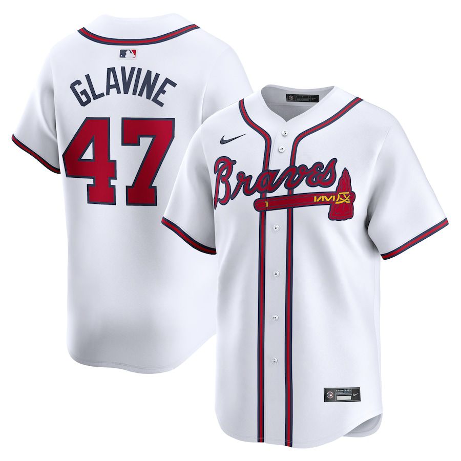 Men Atlanta Braves #47 Tom Glavine Nike White Home Limited Player MLB Jersey